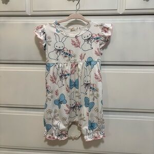 Kids Bunny Print Romper - White and Pink Size 86 (12-18 months)